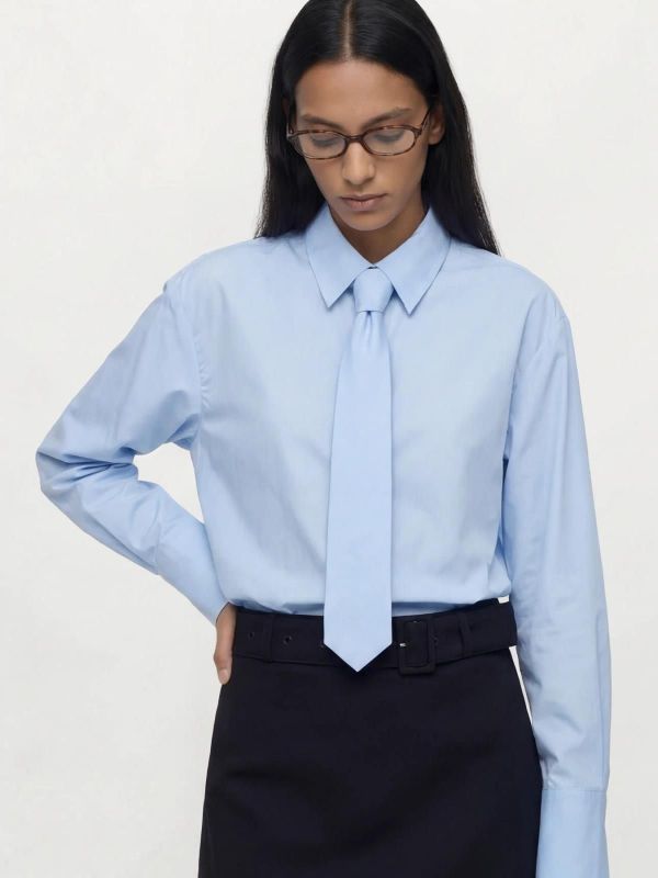 OBJ Zila L/S RE Tie Shirt Kentucky Blue  (23050330 kentcky blue ) - Caramel (Sint-Job-in-’t-Goor)