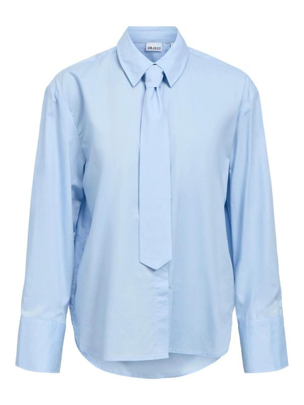 OBJ Zila L/S RE Tie Shirt Kentucky Blue  (23050330 kentcky blue ) - Caramel (Sint-Job-in-’t-Goor)