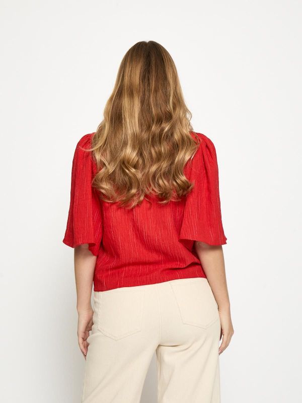 Peppercorn Gaby Pinstripe Top Aura Orange Stripe  (PC8685-4049S) - Caramel (Sint-Job-in-’t-Goor)