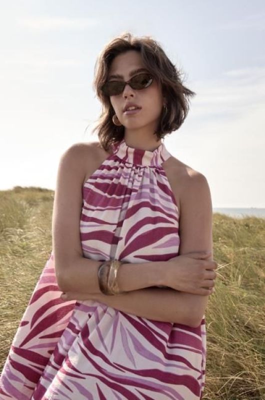 Peppercorn Opeya Halterneck Dress Fuchsia Feodora Print  (PC8835-7031P Fuchsia Feodora Print) - Caramel (Sint-Job-in-’t-Goor)