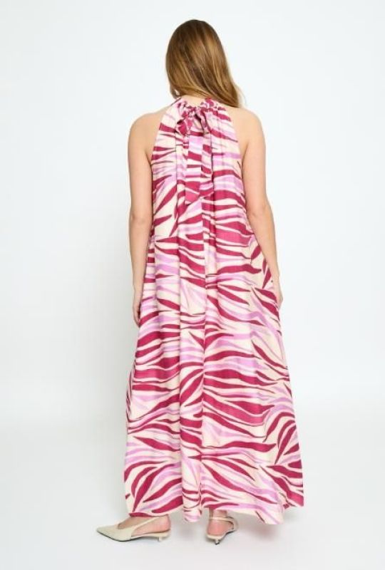 Peppercorn Opeya Halterneck Dress Fuchsia Feodora Print  (PC8835-7031P Fuchsia Feodora Print) - Caramel (Sint-Job-in-’t-Goor)