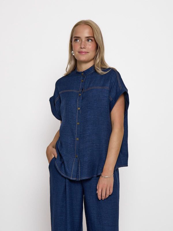 Peppercorn Ruth Shirt Dark Navy Mel.  (PC8812-5270M) - Caramel (Sint-Job-in-’t-Goor)