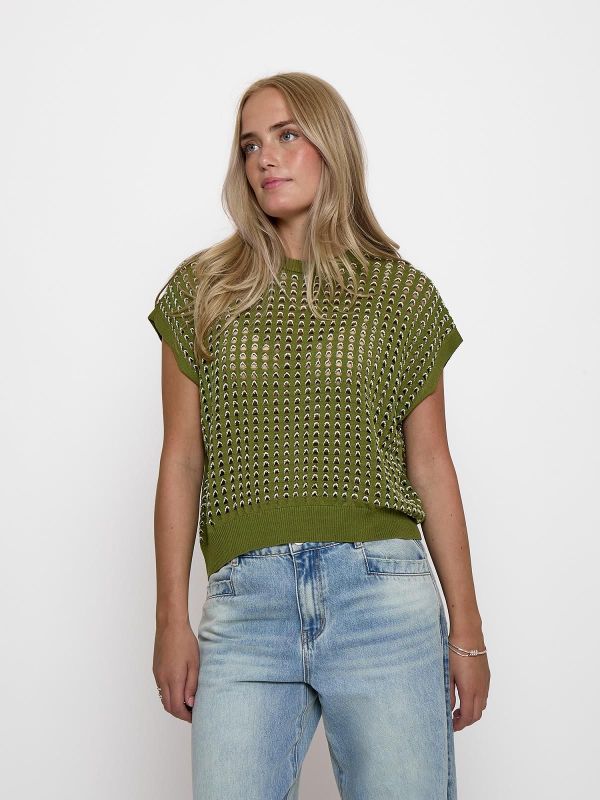 Peppercorn Raina GRS Knit Vest Cella Green  (PC8929-451) - Caramel (Sint-Job-in-’t-Goor)