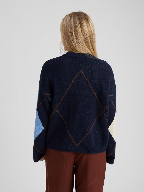 Peppercorn Tirna RWS Jacquard Pullover - Sky Captain Checked  (PC9977-2994C) - Caramel (Sint-Job-in-’t-Goor)