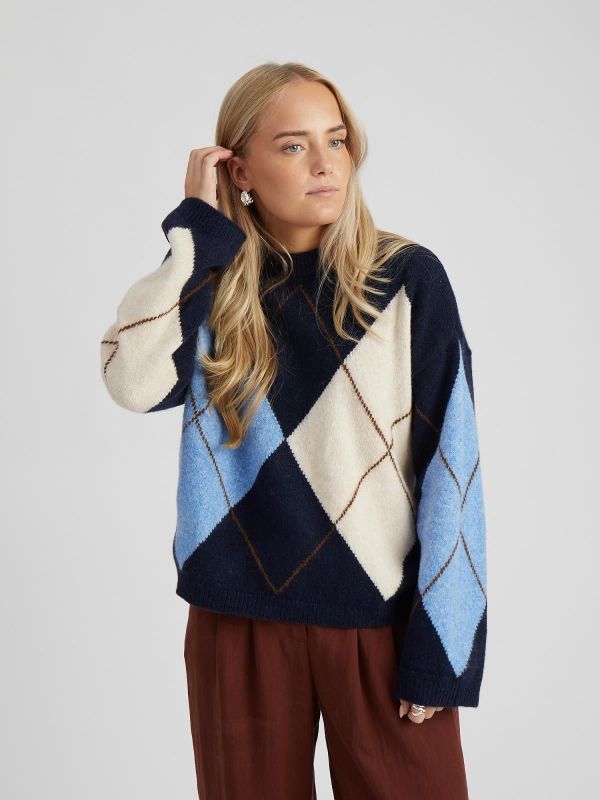 Peppercorn Tirna RWS Jacquard Pullover - Sky Captain Checked  (PC9977-2994C) - Caramel (Sint-Job-in-’t-Goor)