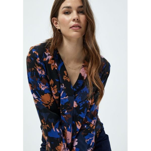 Peppercorn Gala Blouse Navy Purple  (PC6404-2011) - Caramel (Sint-Job-in-’t-Goor)