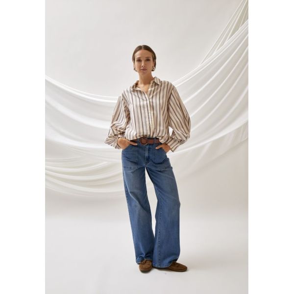 Peppercorn Ily Shirt Whitecap Stripes  (PC8385-0202S) - Caramel (Sint-Job-in-’t-Goor)