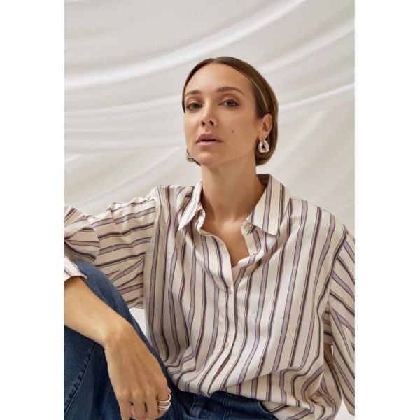 Peppercorn Ily Shirt Whitecap Stripes  (PC8385-0202S) - Caramel (Sint-Job-in-’t-Goor)