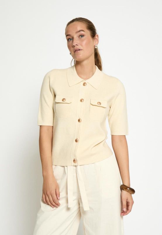 Peppercorn Kaylee Half Sleeve Cardigan Whitecap Grey  (PC8540-0202) - Caramel (Sint-Job-in-’t-Goor)