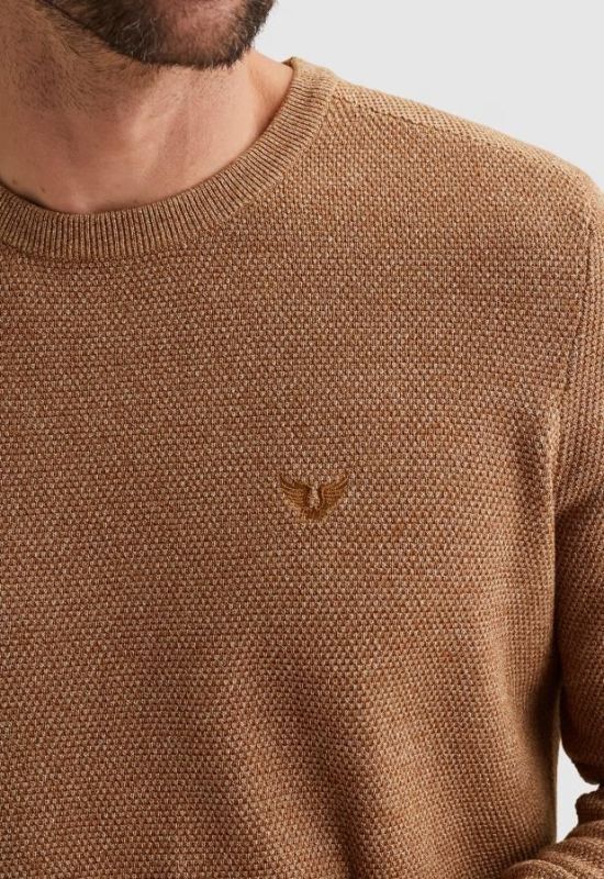 PME Legend R-Neck Cotton Modal Glazegd Ginger  (PKW2602324-8127) - Caramel (Sint-Job-in-’t-Goor)