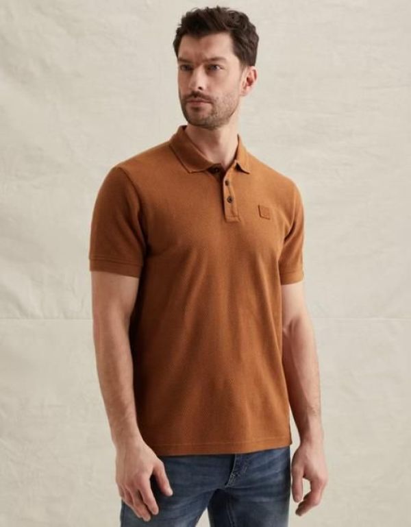 PME Legend Short Sleeve Polo Popcorn Jersey Glazed Ginger  (PPSS2602856-8127) - Caramel (Sint-Job-in-’t-Goor)
