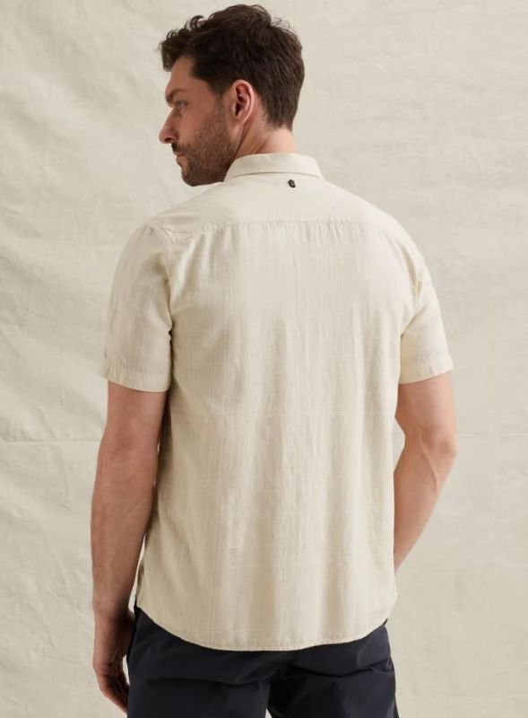 PME Legend Short Sleeve Shirt Slubgrid Bone White  (PSIS2603256-7013) - Caramel (Sint-Job-in-’t-Goor)