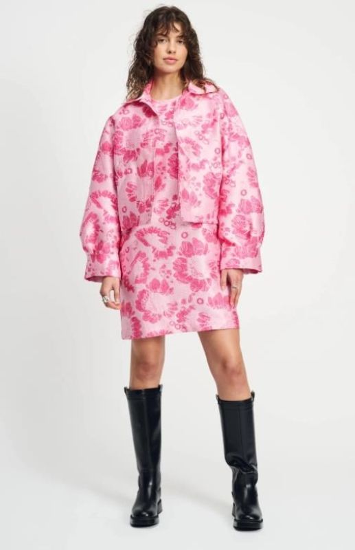POM Amsterdam Jas Floral Jacquard Raspberry  (SP9129-40) - Caramel (Sint-Job-in-’t-Goor)