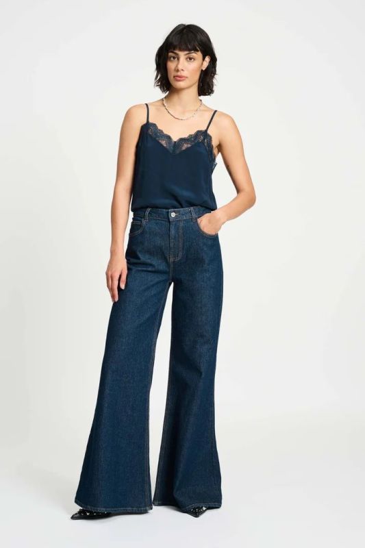 POM Amsterdam Jeans Flare Dark Blue  (SP9441) - Caramel (Sint-Job-in-’t-Goor)