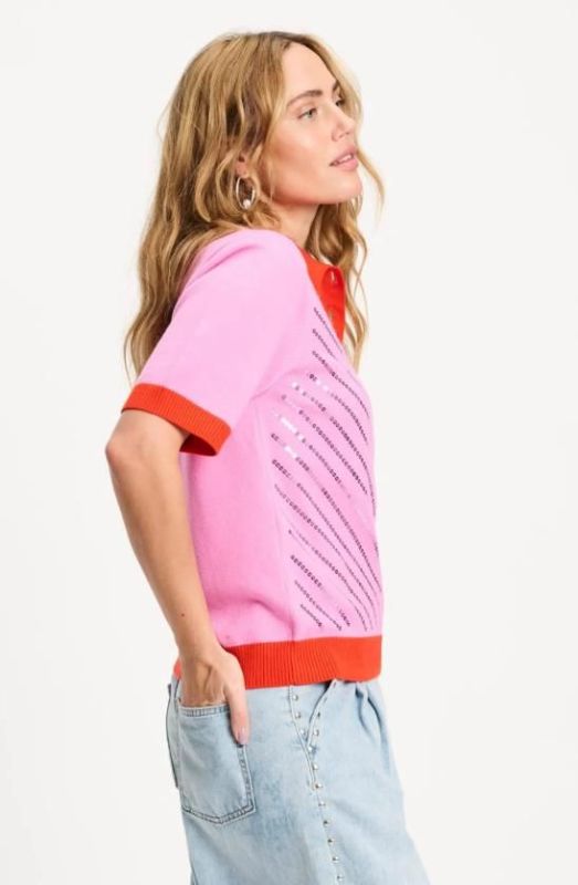 Pom Amsterdam Polo Sequins Cheering Pink  (SP9492-500) - Caramel (Sint-Job-in-’t-Goor)