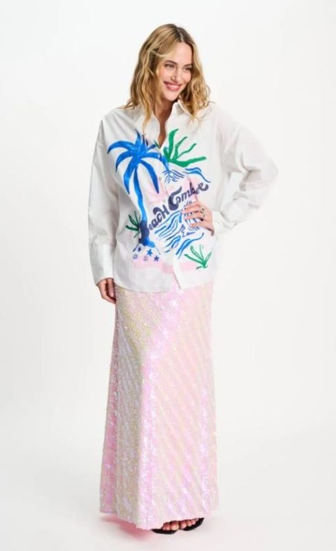 Pom Amsterdam Blouse Poplin Beachcomber White  (SP9547-100) - Caramel (Sint-Job-in-’t-Goor)