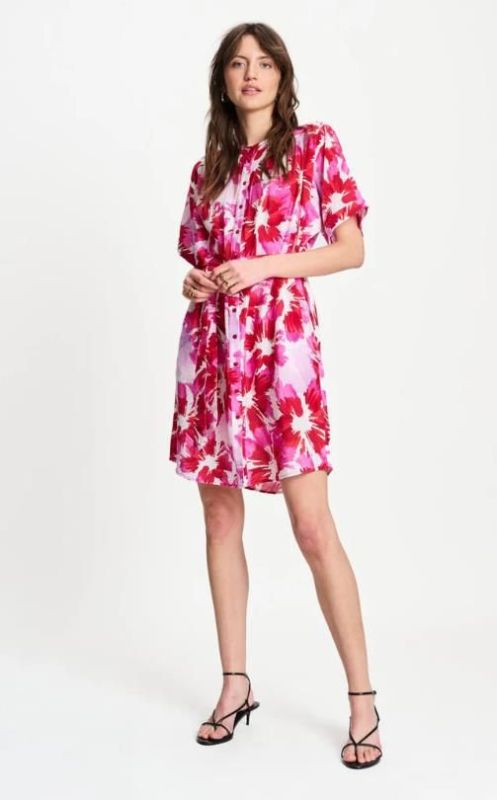 Pom Amsterdam Dress Bubble Bloom Lavender  (SP9590-998) - Caramel (Sint-Job-in-’t-Goor)