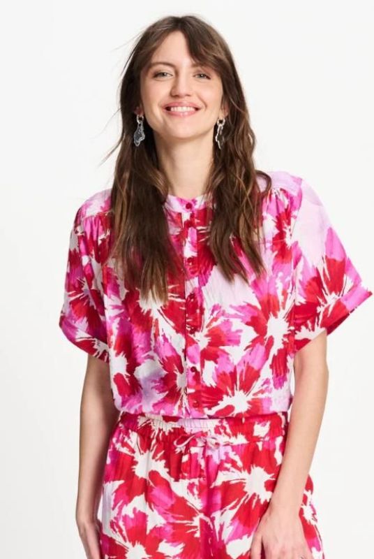 Pom Amsterdam Blouse Fenna Bubble Bloom Lavender  (SP9649-998) - Caramel (Sint-Job-in-’t-Goor)