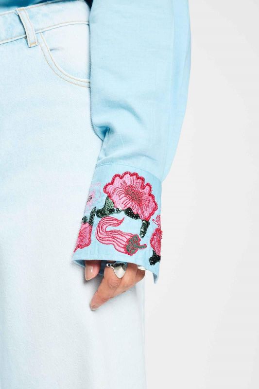 POM Amsterdam Blouse Sky Blue Melange  (SP9283-650 BLUE) - Caramel (Sint-Job-in-’t-Goor)