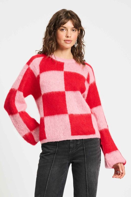 POM Amsterdam Pullover Checks  (SP9311-400 RED) - Caramel (Sint-Job-in-’t-Goor)