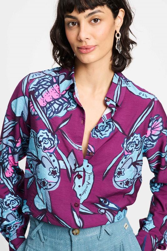 POM Amsterdam Blouse Mila Mystic Dinner  (SP9340-600 PURPLE) - Caramel (Sint-Job-in-’t-Goor)