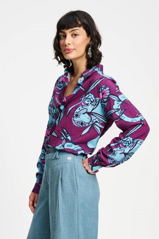 POM Amsterdam Blouse Mila Mystic Dinner  (SP9340-600 PURPLE) - Caramel (Sint-Job-in-’t-Goor)