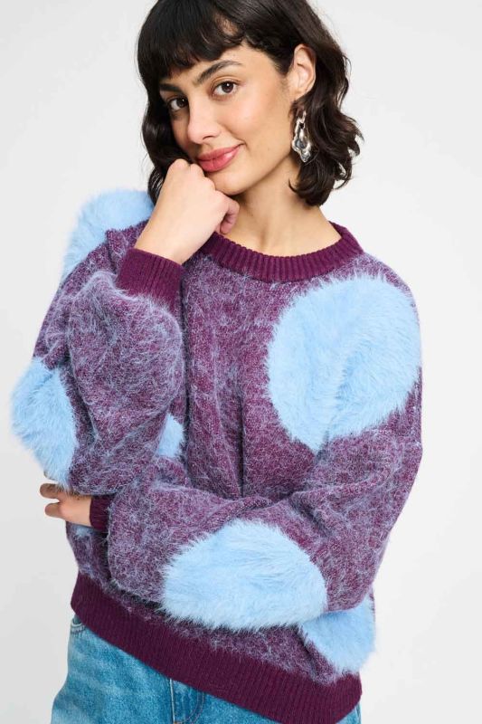 POM Amsterdam Pullover Dots Plum  (SP9358-600 PURPLE) - Caramel (Sint-Job-in-’t-Goor)