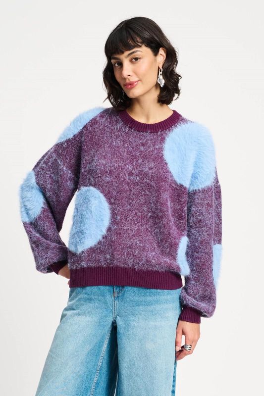 POM Amsterdam Pullover Dots Plum  (SP9358-600 PURPLE) - Caramel (Sint-Job-in-’t-Goor)
