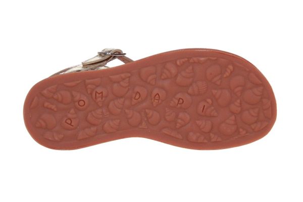 Pom d'Api Plagette Buckle Tao Sandaal Goud  (PLAGETTE BUCKLE PLATINE) - Caramel (Sint-Job-in-’t-Goor)