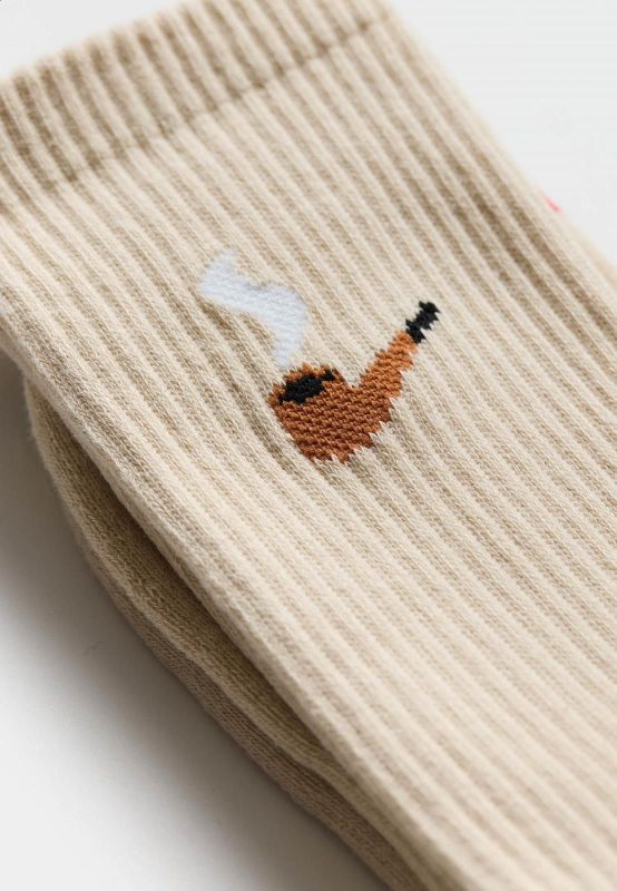 Revolution PIP Jaquard Crew Sock Offwhite  (8927 PIP offwhite) - Caramel (Sint-Job-in-’t-Goor)