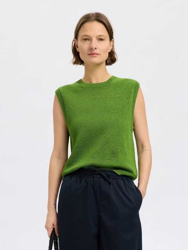 Selected Femme Alma SL Knit Vest Spindle Tree  (16097489 spindle tee) - Caramel (Sint-Job-in-’t-Goor)