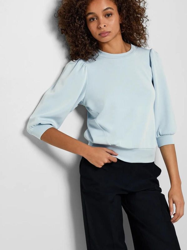 Selected Femme Tenny 3/4 Sweat Noos Cashmere Blue  (16082379 cashmere blue) - Caramel (Sint-Job-in-’t-Goor)