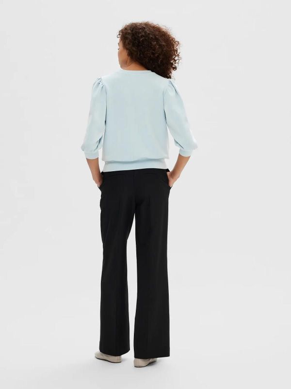 Selected Femme Tenny 3/4 Sweat Noos Cashmere Blue  (16082379 cashmere blue) - Caramel (Sint-Job-in-’t-Goor)