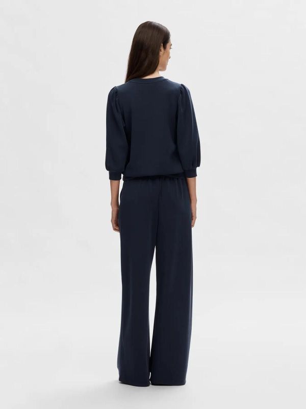 Selected Femme Tenny 3/4 Sweat Top Noos Dark Sapphire  (16082379 dark sapphire) - Caramel (Sint-Job-in-’t-Goor)