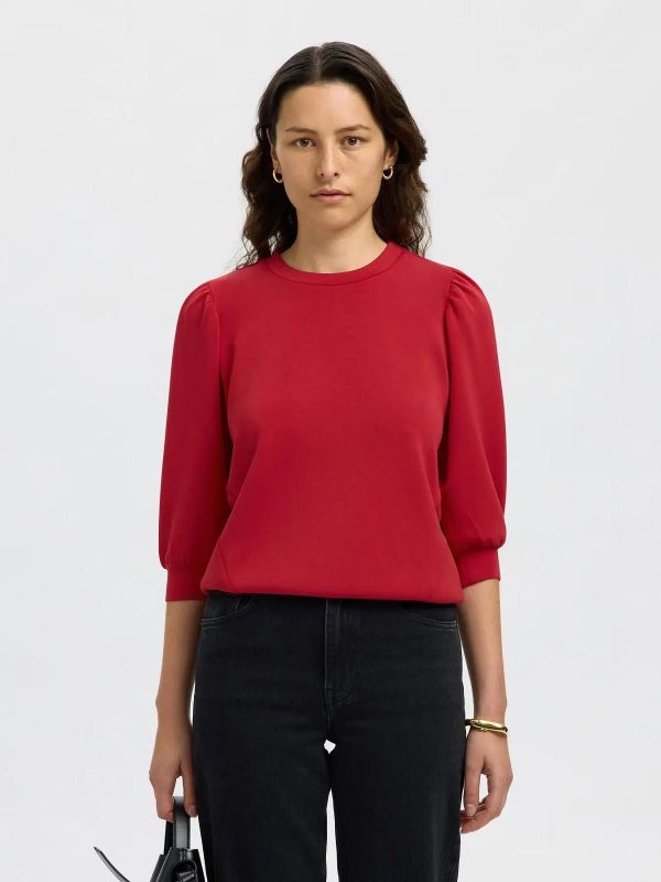 Selected Femme Tenny 3/4 Top Equstrian Red  (16082379 equestrian red) - Caramel (Sint-Job-in-’t-Goor)