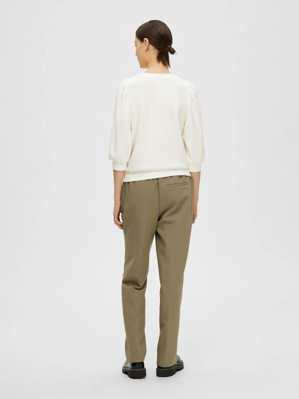Selected Femme Tenny 3/4 Sweat Top Noos Snow White  (16082379 snow white) - Caramel (Sint-Job-in-’t-Goor)