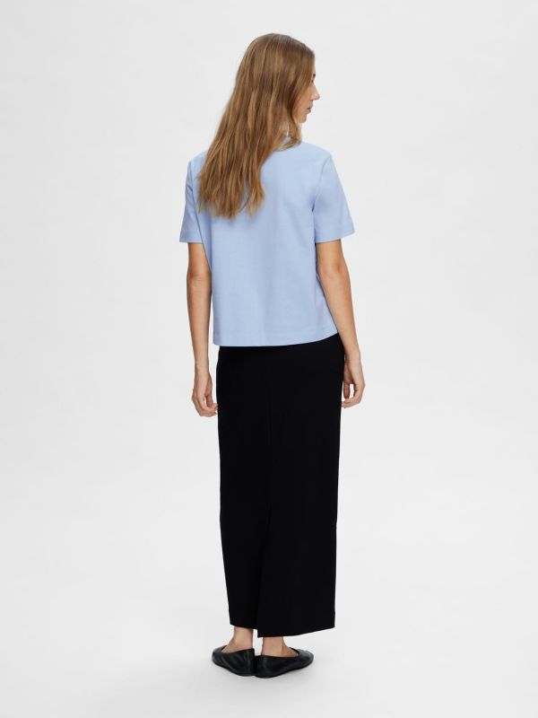 Selected Femme Essential SS Boxy Tee Noos Cashmere Blue  (16087919-CASHMERE BLUE) - Caramel (Sint-Job-in-’t-Goor)