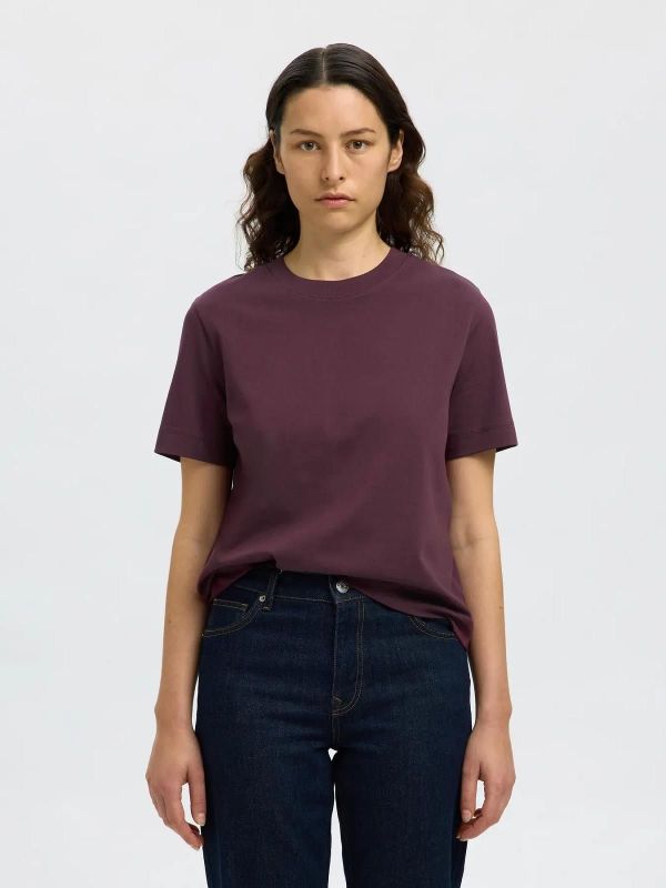 Selected Femme Essential SS Boxy Tee Fig  (16087919-fig) - Caramel (Sint-Job-in-’t-Goor)