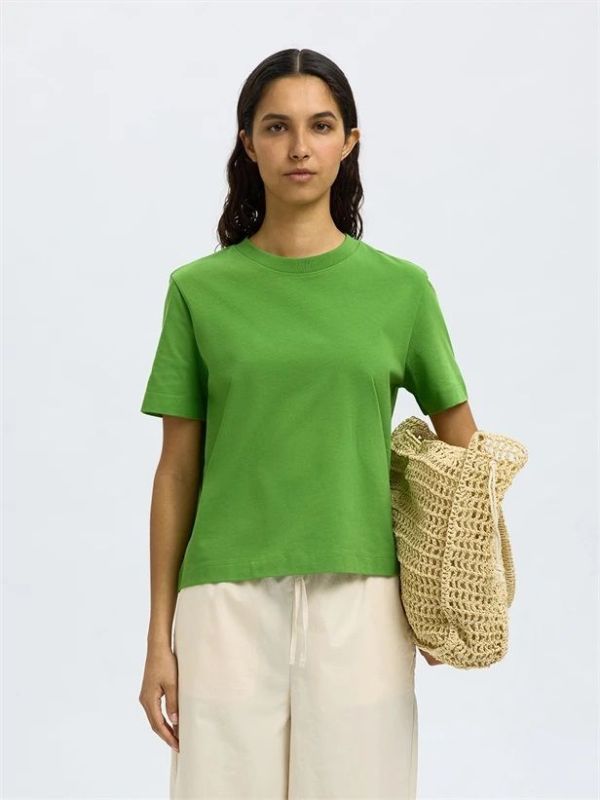 Selected Femme Essential SS Boxy Tee Spindle Tree  (16087919-spindle tee) - Caramel (Sint-Job-in-’t-Goor)