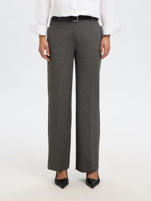 Selected Femme Rita MW Wide Pant Dark Grey Melange  (16089909 dark grey) - Caramel (Sint-Job-in-’t-Goor)