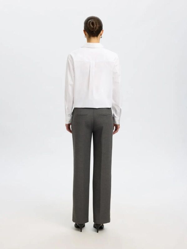 Selected Femme Rita MW Wide Pant Dark Grey Melange  (16089909 dark grey) - Caramel (Sint-Job-in-’t-Goor)