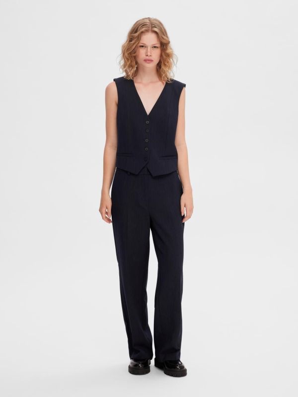 Selected Femme Rita MW Wide Pant Dark Sapphire  (16090234-dark sapphire) - Caramel (Sint-Job-in-’t-Goor)