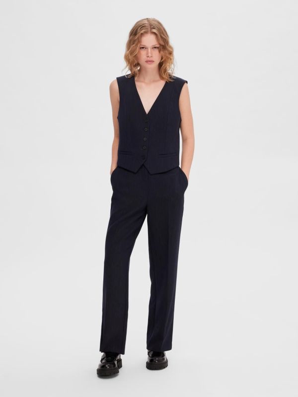Selected Femme Rita MW Wide Pant Dark Sapphire  (16090234-dark sapphire) - Caramel (Sint-Job-in-’t-Goor)
