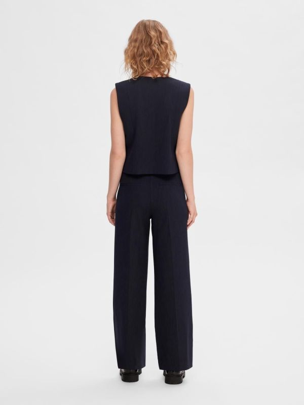 Selected Femme Rita MW Wide Pant Dark Sapphire  (16090234-dark sapphire) - Caramel (Sint-Job-in-’t-Goor)