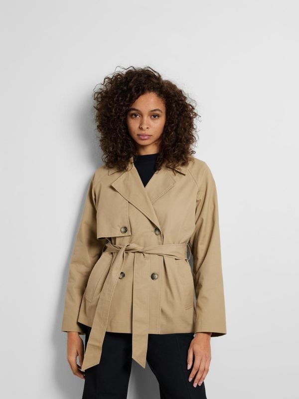 Selected Femme Belinda Short Trench Coat Cornstalk  (16092248-cornstalk) - Caramel (Sint-Job-in-’t-Goor)