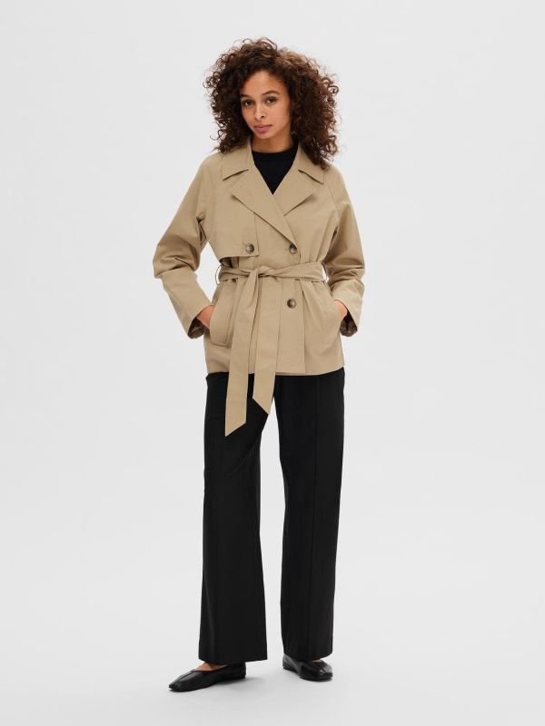 Selected Femme Belinda Short Trench Coat Cornstalk  (16092248-cornstalk) - Caramel (Sint-Job-in-’t-Goor)