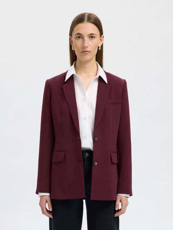 Selected Femme Rita LS Classic Blazer Fig Melagne  (16094203 fig) - Caramel (Sint-Job-in-’t-Goor)