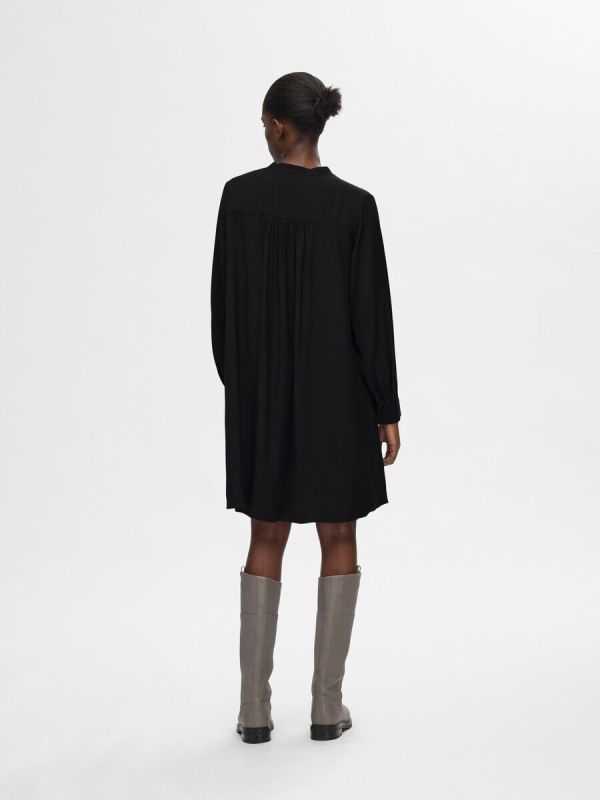 Selected Femme Maddi LS V-Neck Short Dress Black  (16094307 black) - Caramel (Sint-Job-in-’t-Goor)