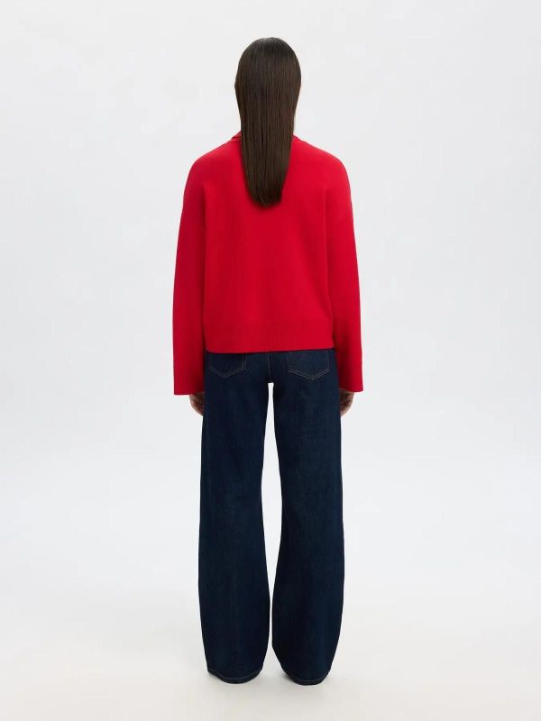 Selected Femme Kamma LS Knit Roll Neck Equestrian Red  (16094353 equestrian red) - Caramel (Sint-Job-in-’t-Goor)