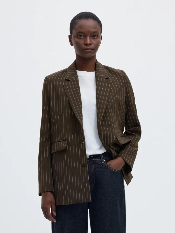 SLW Rita LS Relaxed Blazer Pins Stripe Delicioso  (16096648-delicioso ) - Caramel (Sint-Job-in-’t-Goor)